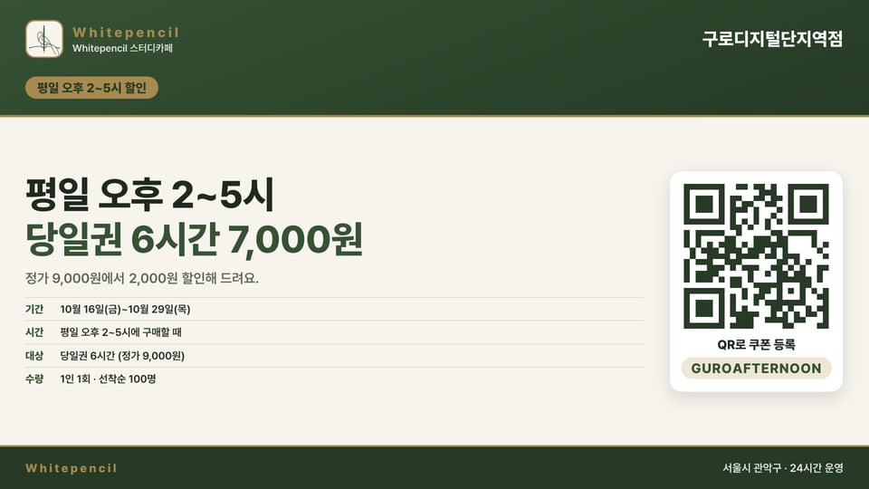 매장 TV 도장깨기 랭킹판에 번갈아 나오는 캠페인 화면. 평일 오후 2~5시 당일권 6시간 7,000원과 쿠폰 등록 QR이 있습니다.